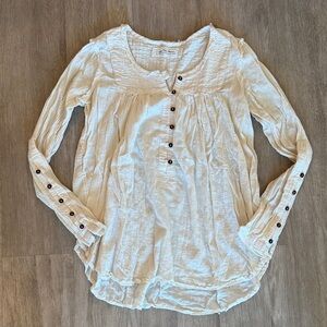 Free People Cream Cotton Blouse